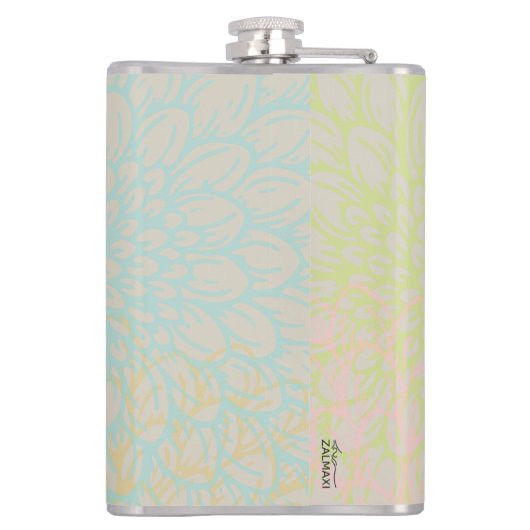 Flasques Elégant or bleu Abstrait floral (Dos)