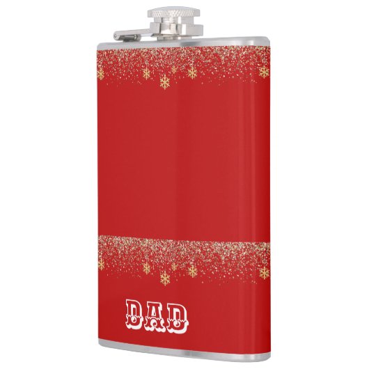 Flasques Élégant or Flocon de neige tombant Noël Nom rouge (Gauche)