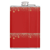 Flasques Élégant or Flocon de neige tombant Noël Nom rouge (Dos)