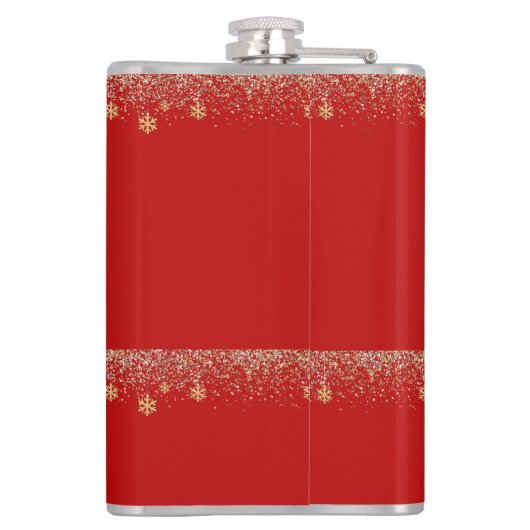 Flasques Élégant or Flocon de neige tombant Noël Nom rouge (Dos)