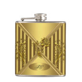 Flasques Elégant or Floral apparence métallique Monogramme (Devant)