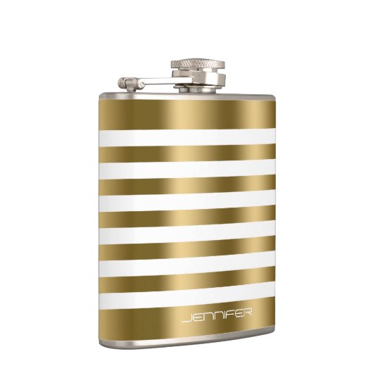 Flasques Elégant or métal rayures arrière - plan blanc (Droite)