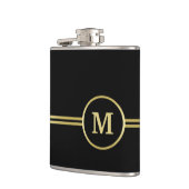 Flasques Élégant or Monogramme personnalisé sur noir (Gauche)