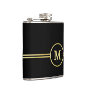 Flasques Élégant or Monogramme personnalisé sur noir (Droite)