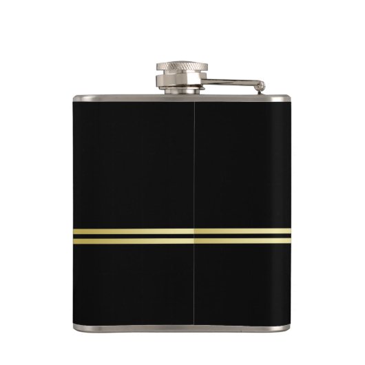 Flasques Élégant or Monogramme personnalisé sur noir (Dos)