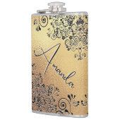 Flasques Élégant or noir floral torse nom (Gauche)