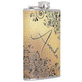 Flasques Élégant or noir floral torse nom (Droite)