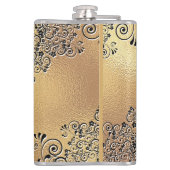 Flasques Élégant or noir floral torse nom (Dos)