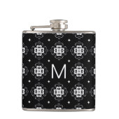 Flasques Elegant Ornate Black and White Pattern Monogram (Devant)