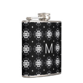 Flasques Elegant Ornate Black and White Pattern Monogram (Droite)