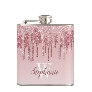 Flasques Élégant Parties scintillant de gouttes rose Faux M