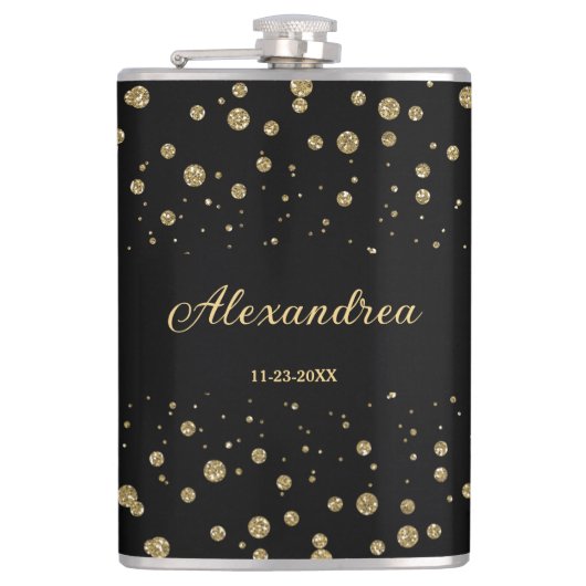 Flasques Elégant Parties scintillant or Sparkle Black Perso (Devant)