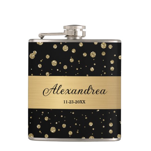 Flasques Elégant Parties scintillant or Sparkle Black Perso (Devant)