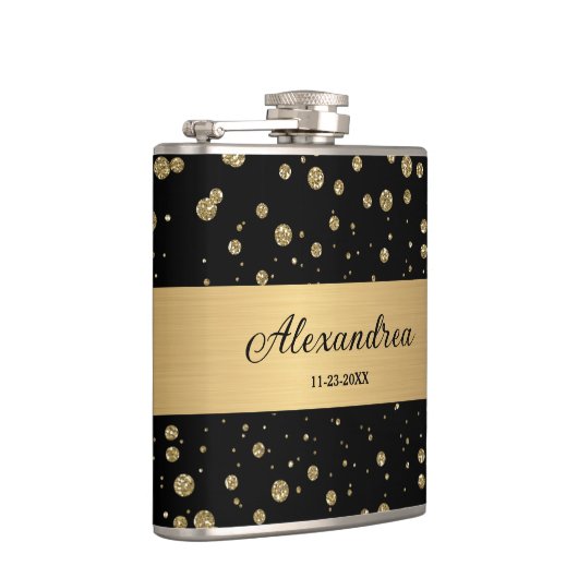 Flasques Elégant Parties scintillant or Sparkle Black Perso (Droite)