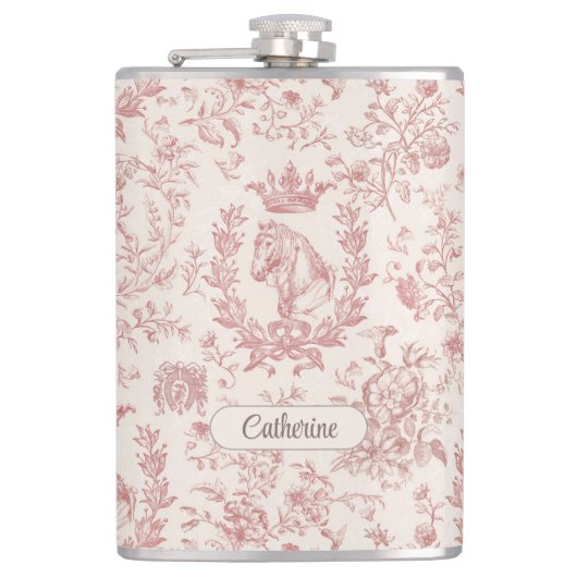 Flasques Élégant rose beige équestre Nom de la toile floral (Devant)