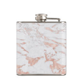 Flasques Élégant Rose  Gold Foil Monogramme en marbre (Dos)