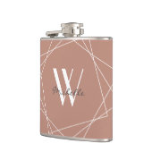 Flasques Élégant Rose Gold White Monogramme Nom géométrique (Gauche)