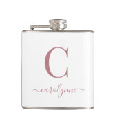 Flasques Élégant Rose moderne en or Monogramme Script (Devant)