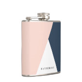 Flasques Elégant rose pâle & bleu marine triangles géométri (Droite)