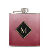 Flasques Élégant Rouge Brossé Avec Monogramme Or Simple (Devant)