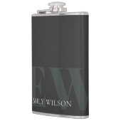 Flasques Élégant rustique foncé vert foncé Monogramme noir (Gauche)