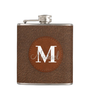 Flasques élégant toiletteur en cuir marron