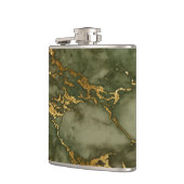 Flasques Élégant Vert Olive Or Texture Marbre Feuille de Fa (Gauche)