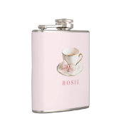 Flasques Elégante Coquette Preppy Pink Teacup avec Bow (Droite)