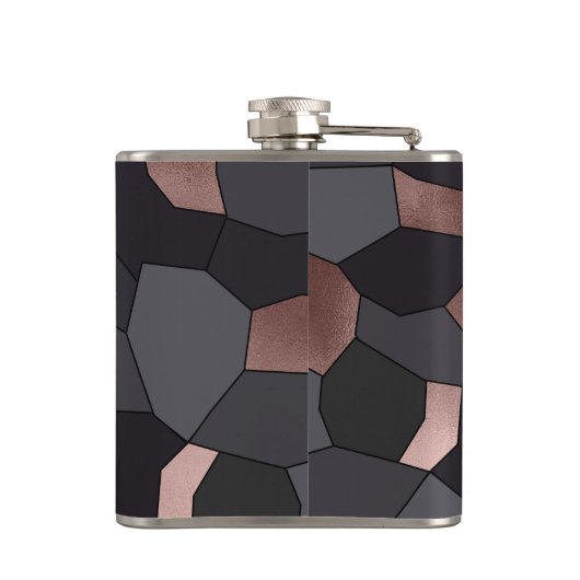 Flasques Elégante mosaïque rose d'or gris et noir (Dos)