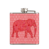 Flasques Eléphant de fleurs - rouge profond et corail (Dos)