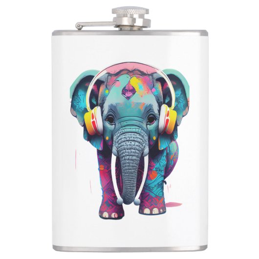 Flasques Eléphant mignon bébé avec casque (Devant)