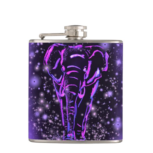 Flasques Eléphants Marcher À Starry Flask De Nuit Cadeau (Devant)