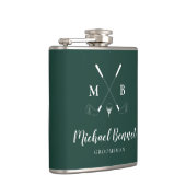 Flasques Emerald Green Moderne Monogram Mariage de golf (Droite)