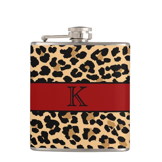 Flasques Empreinte de léopard élégant de monogramme et (Devant)