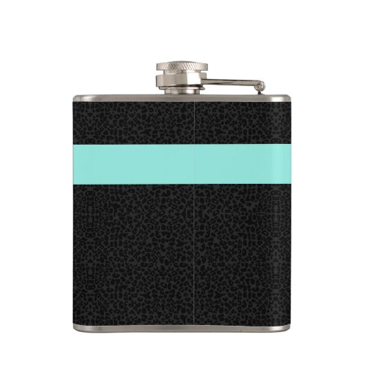 Flasques Empreinte de léopard noir moderne Aqua Stripe avec (Dos)