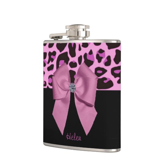 Flasques Empreinte de léopard rose avec bow (Gauche)