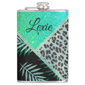 Flasques Empreinte de léopard Tropical Turquoise (Devant)