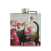 Flasques Endormez-vous pour rêver Chat noir Fleurs roses ch (Dos)