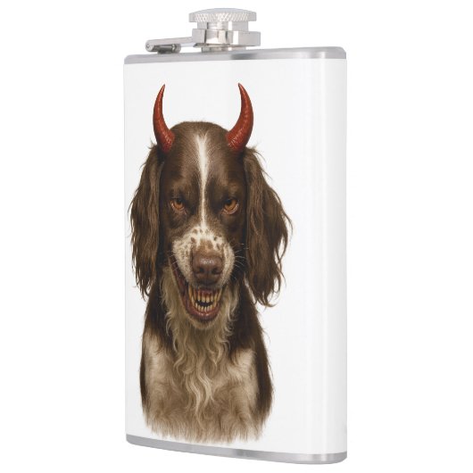Flasques English Springer Spaniel naughty Devil Hip Flask (Gauche)