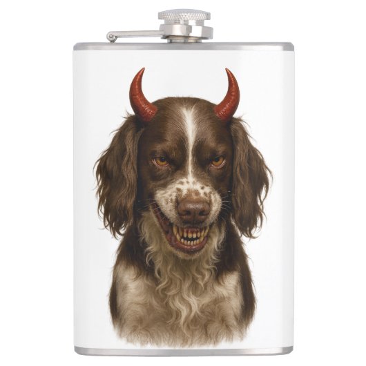 Flasques English Springer Spaniel naughty Devil Hip Flask (Devant)