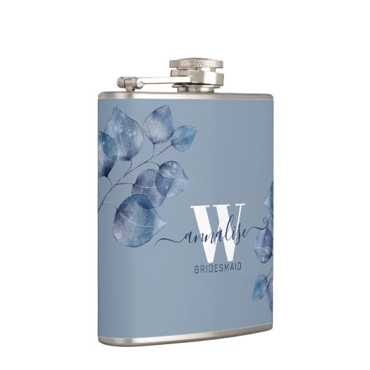 Flasques Épouse botanique bleu-dusté monogramme (Droite)