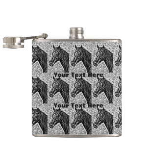 Flasques équine design noir et blanc image d'un cheval