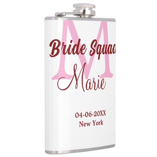 Flasques Équipe de la mariée ajouter le nom monogramme demo (Droite)