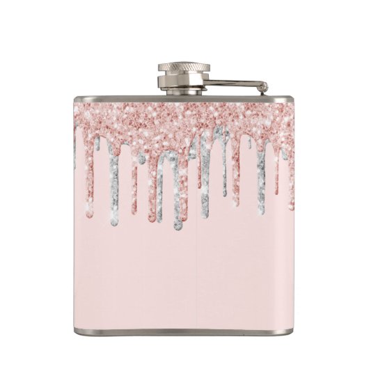 Flasques Équipe de mariée rose gold paillettes argent enter (Dos)