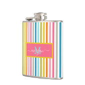 Flasques Été Arc en ciel rayures Monogramme Script (Gauche)