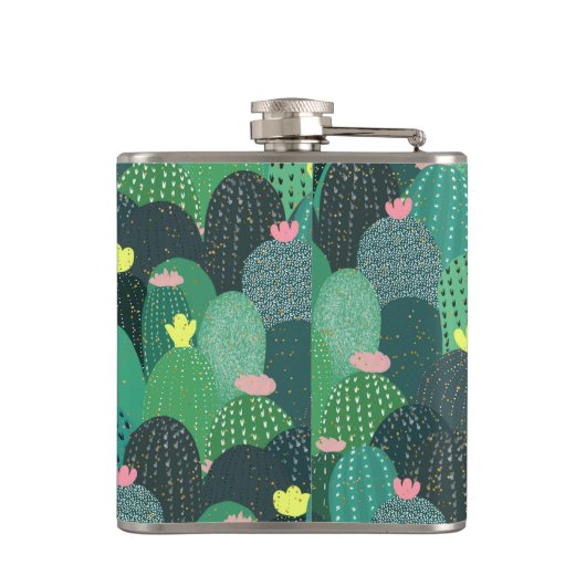 Flasques Été Vert Turquoise Cactus Gold points Design migno (Dos)