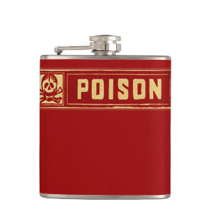 Flasques Étiquette de poison crâne et os croisés vintage