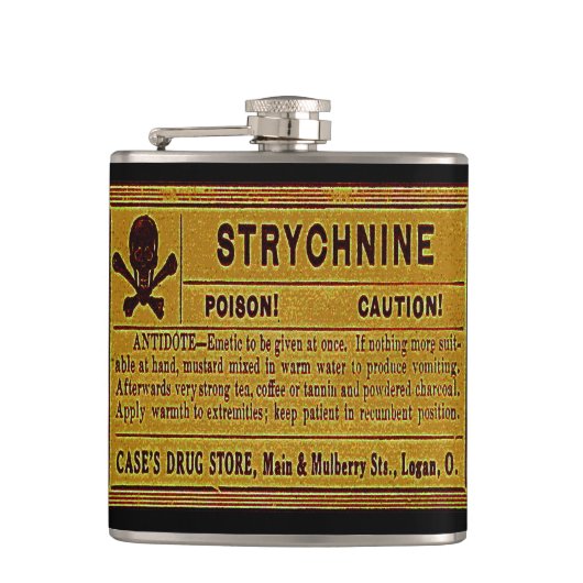 Flasques Étiquette de poison de strychnine vintage (Devant)