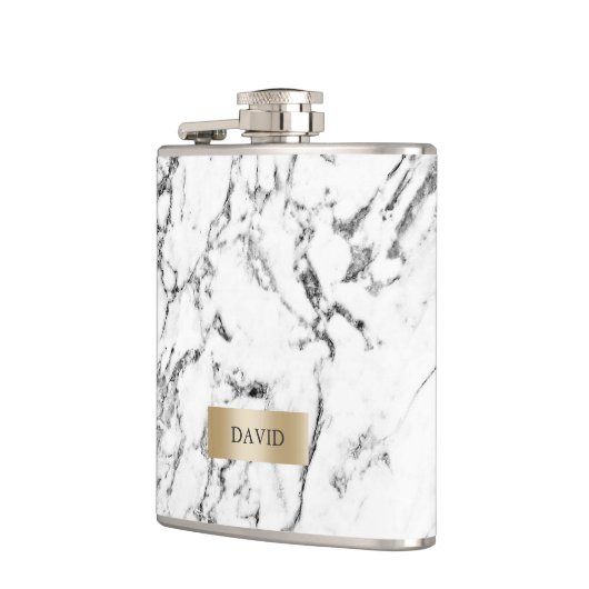 Flasques Étiquette moderne d'or de texture de marbre avec (Gauche)