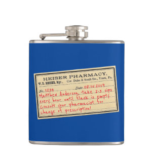 Flasques Étiquette Vintage de pharmacie avec votre texte d